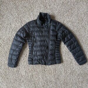 Athleta Downalicious Puffer Asymmetrical Down Jacket Black Size Small